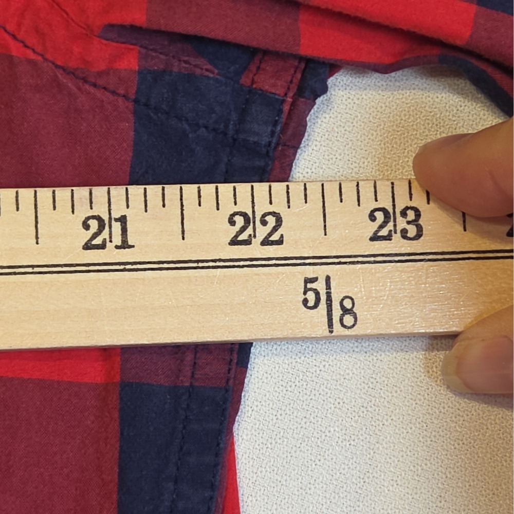 American Eagle Outfitters Mens Large Red Navy Buffalo Plaid Button Down Shirt - Picture 6 of 12